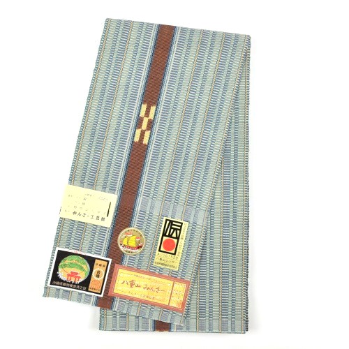 八重山ミンサー 半幅帯 人参花（薄千草）｜みんさー工芸館
